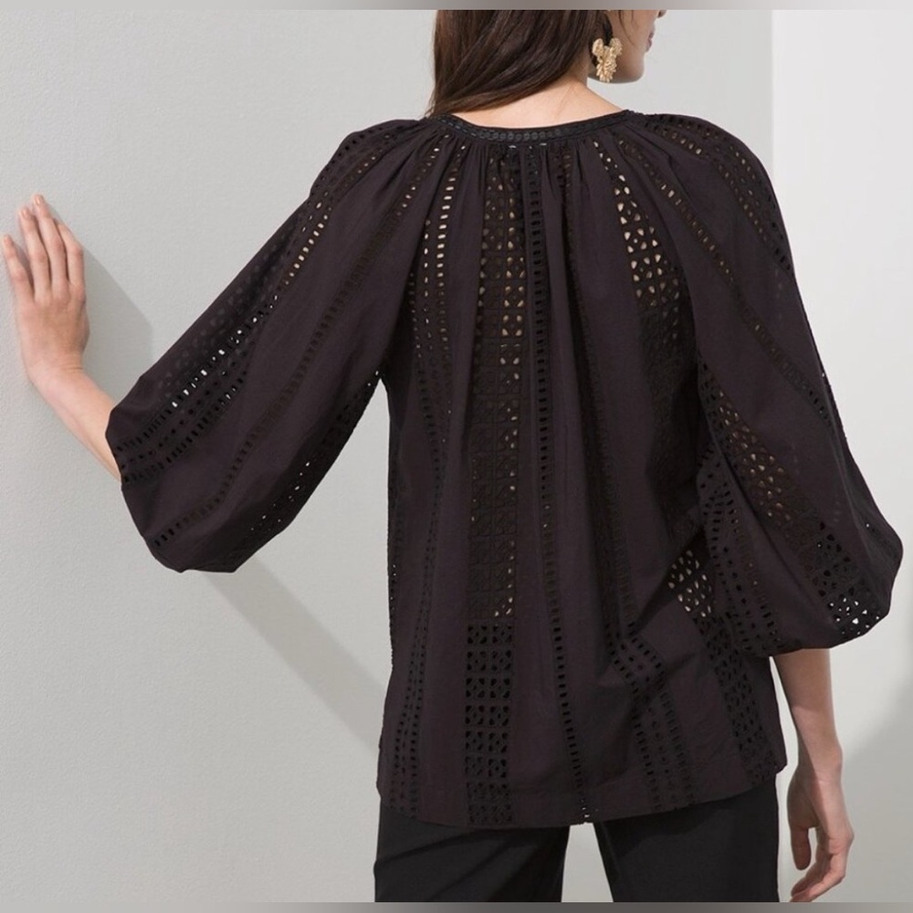 Chico’s Eyelet Embellished Black Tunic - Picture 3 of 7